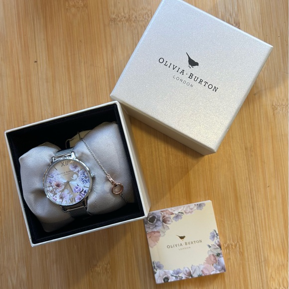 Olivia Burton Signature Florals Watch With 38mm Silver Face & MeshBracelet - Picture 6 of 6